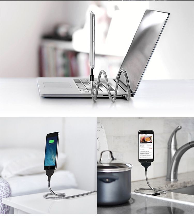 USB 8pin Charging Cable Stand 2 in 1 for Iphone 5/6/7