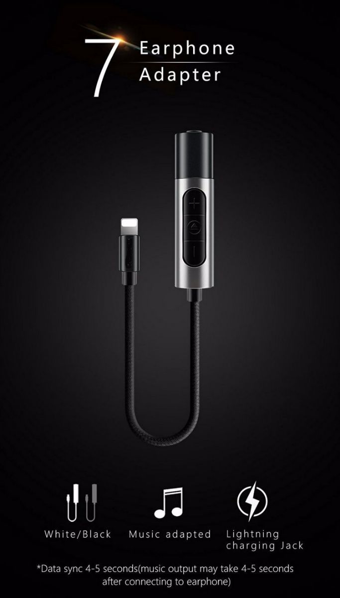 For iphone7 3.5mm to lighting charging cable