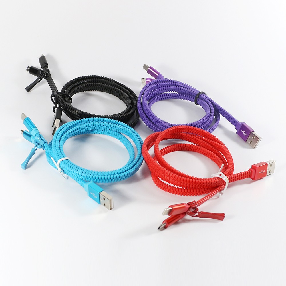 Zipper 2 di 1 Garis Tanggal Kabel Data USB Sync Charger