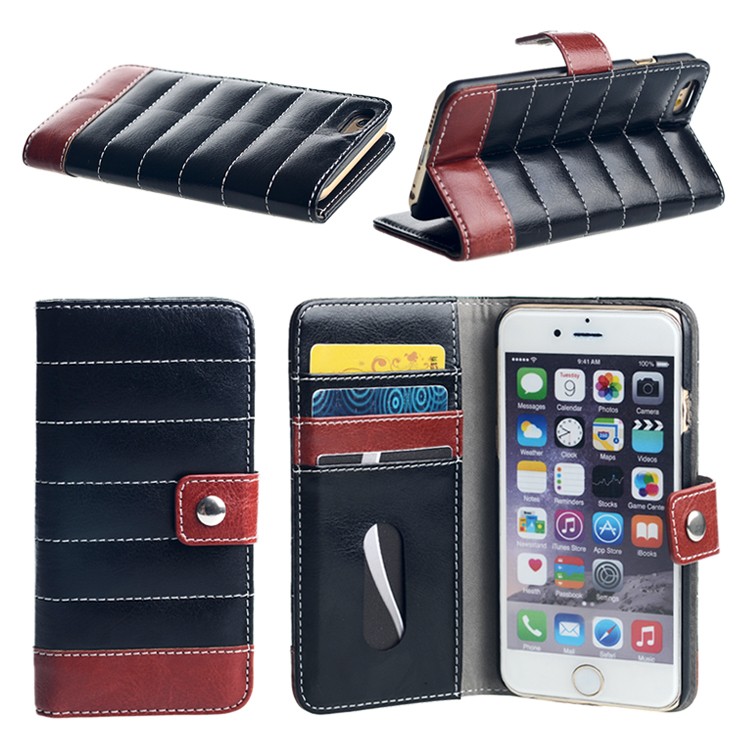 Leather Wallet Phone Case for Iphone6 plus with Three Crad Slots