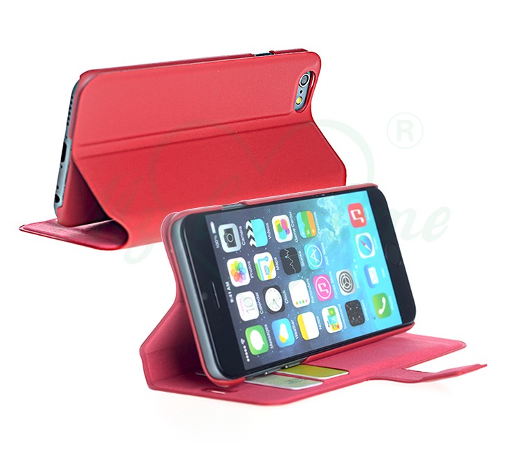 Slim Leder Smartphone Brieftasche Schutzhülle mit Zwei Karten-Slot für iPhone 6