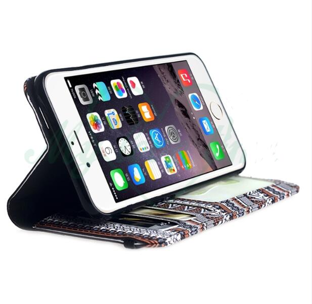 Telefon Läderfodral med plånbok för iPhone 6 Plus med TPU Skal