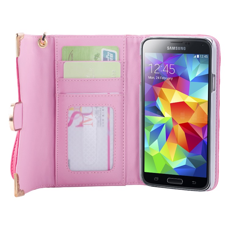 PU Cuoio Borsa Custodia per Samsung Galaxy S5