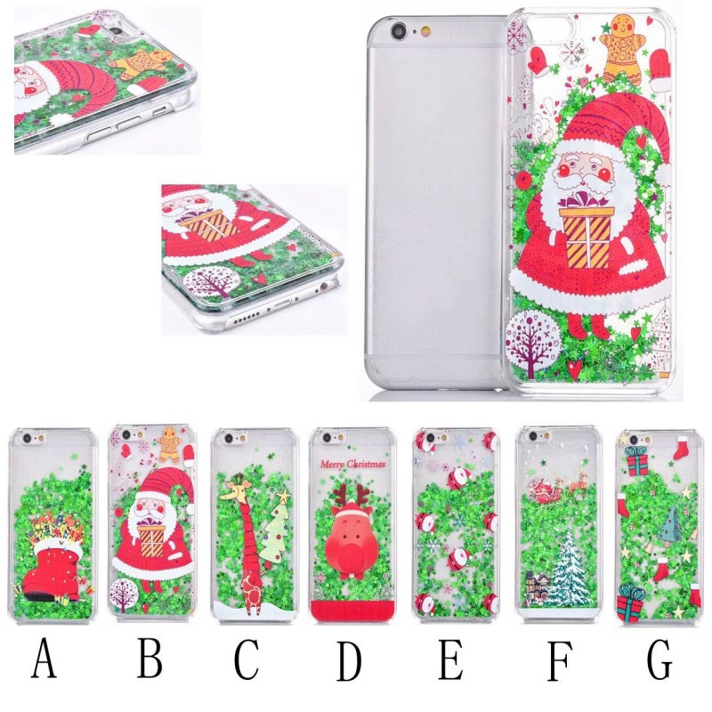 Chrismas Liquid quicksand Hard plastic back cover for iphone7