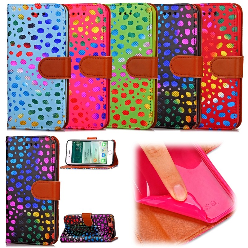  Dot leather wallet phone case for iphone 7&7 plus 