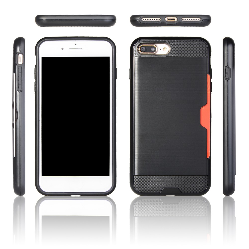 shockproof menyikat armor telepon kasus dengan pemegang kartu kredit untuk iPhone7 Plus
