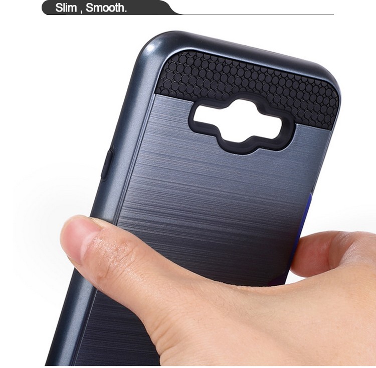 2 in 1 Slim Armor TPU PC combo with card slot cell phone case for Samsung J7