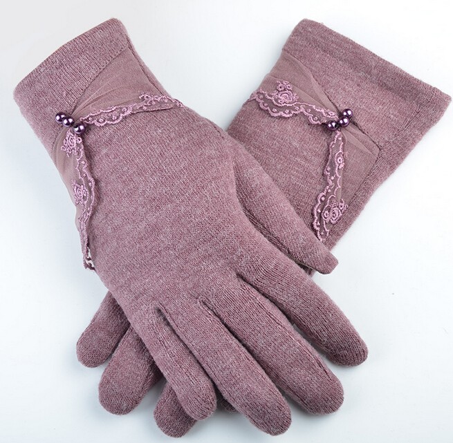 graceful rubbit fur screen touch gloves