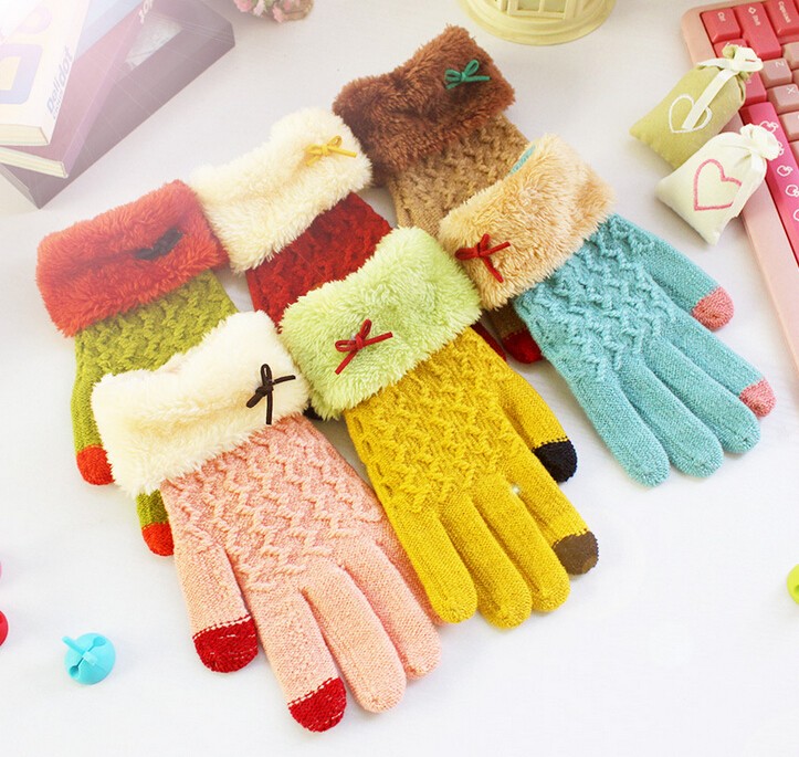 cute knitted gloves acrylic touch screen gloves