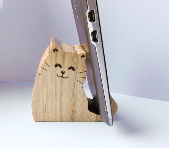 Cat Tvaru Dřevěné Držitel 