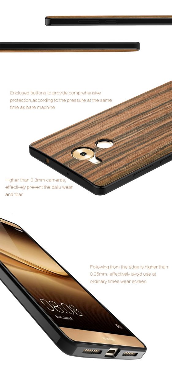 Madera Dura Shell a prueba de Choques Protectora Para Huawei honor 6