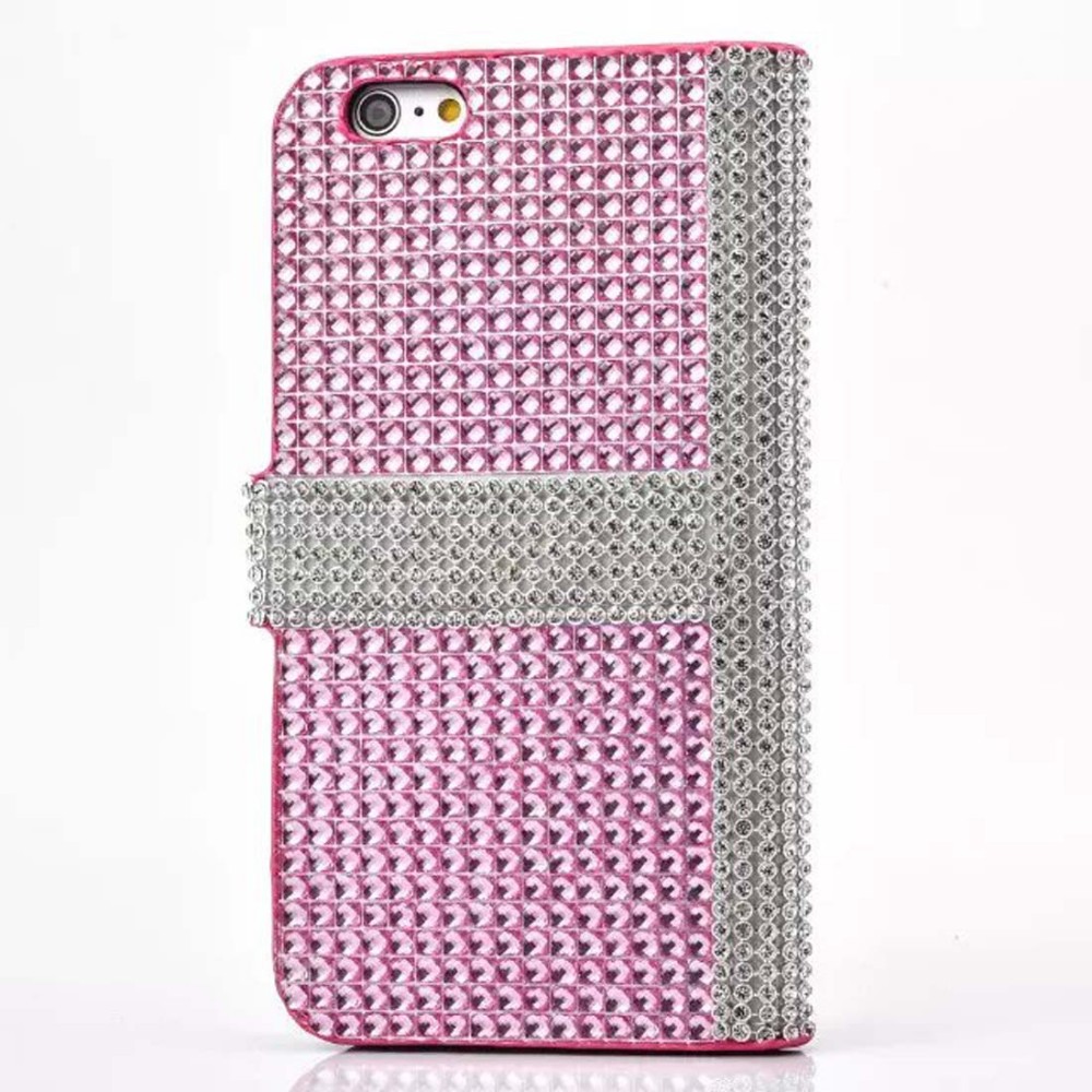  Diamante de Cristal com Cartão de Crédito Carteira Bolsos Magnético Flip Phone Cobrir Case para iphone 6/6s